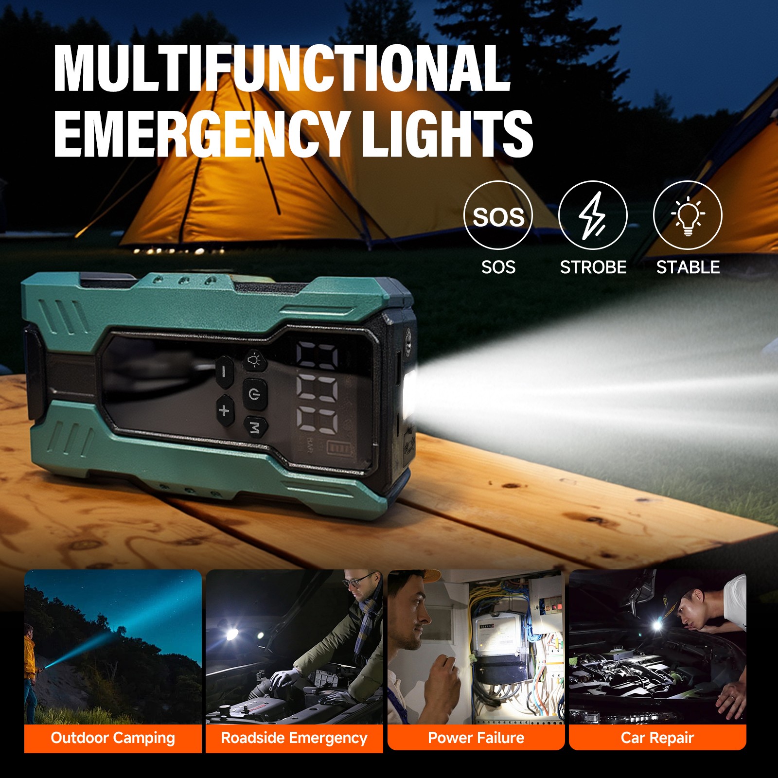 10000A Car Jump Starter with Air Compressor 12V & 150PSI Battery Phone Bank