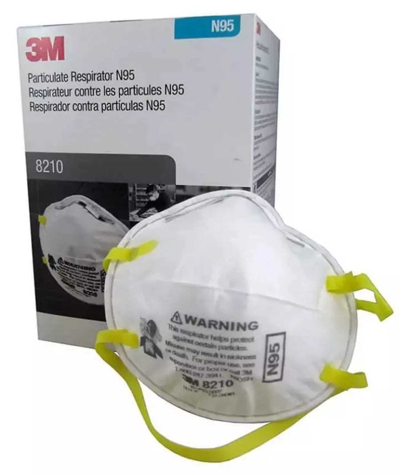 1- Box Of 20 3M 8210 N95 Disposable Protective Particulate Respirator Dust Mask
