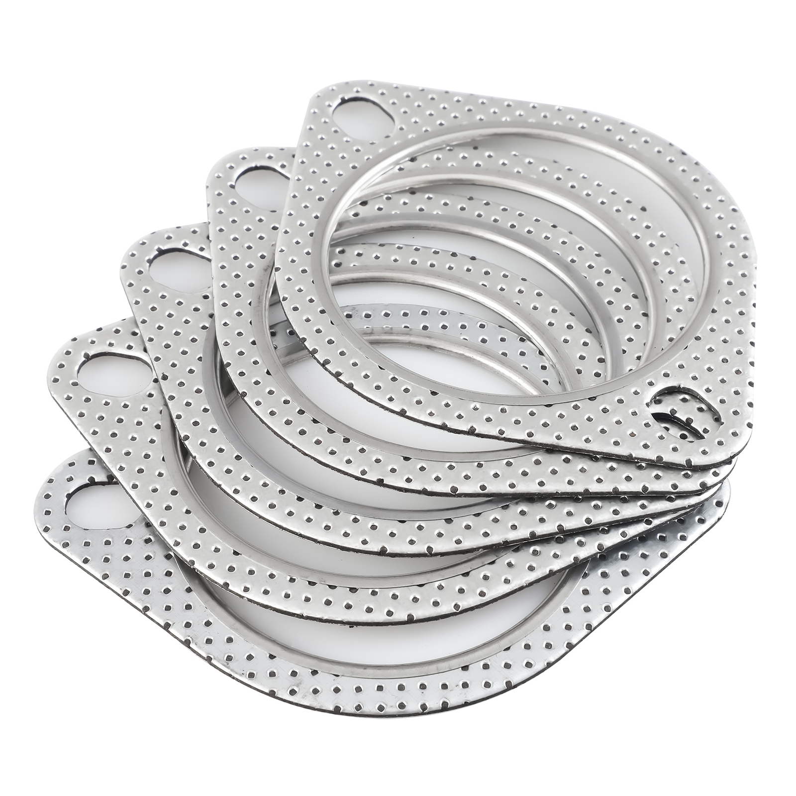 Set of 5 Exhaust Gasket 3in 2 Bolt, High Temp Exhaust Flange Gasket - Heavy Duty