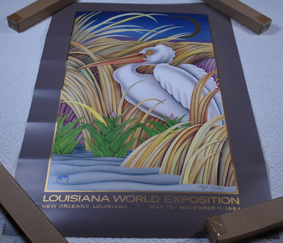 Rare Vintage Louisiana world exposition 1984 poster Hugh Ricks 18x26