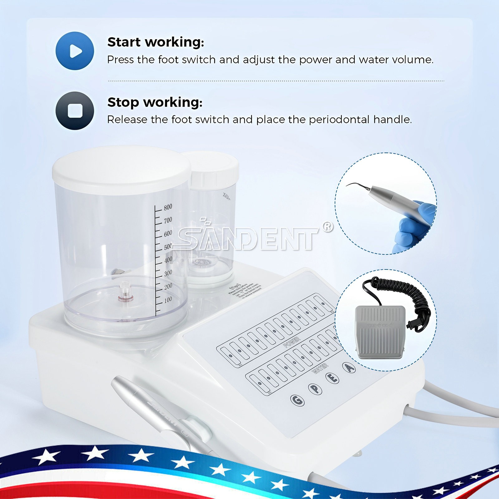 Woodpecker Style Dental Ultrasonic Scaler Air Polisher Supragingival&Subgingival