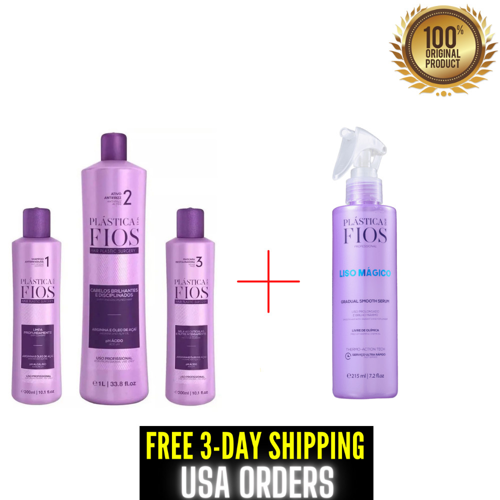 Cadiveu Plastica dos Fios 3 Steps Brazilian Keratin + Cadiveu Liso Mágico 215ML