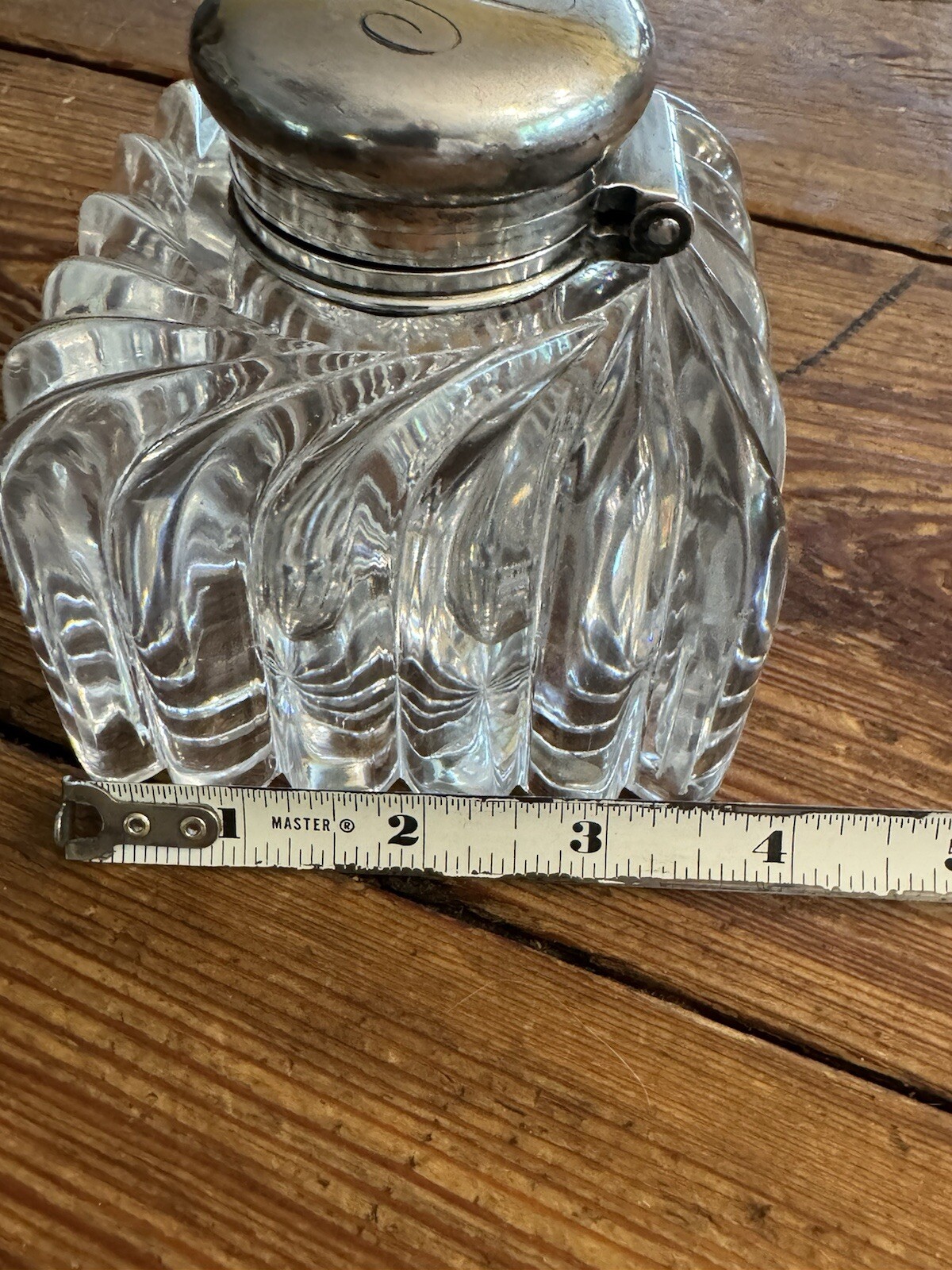 19th Century Tiffany & Co Sterling Silver and Cut Crystal 3.75” Inkwell and Cap