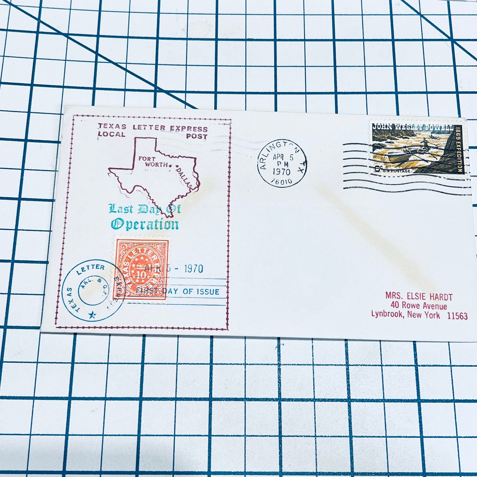 Scott #1413 John Wesley Powell 1970 First Day Vintage Cover FDC Texas Letter