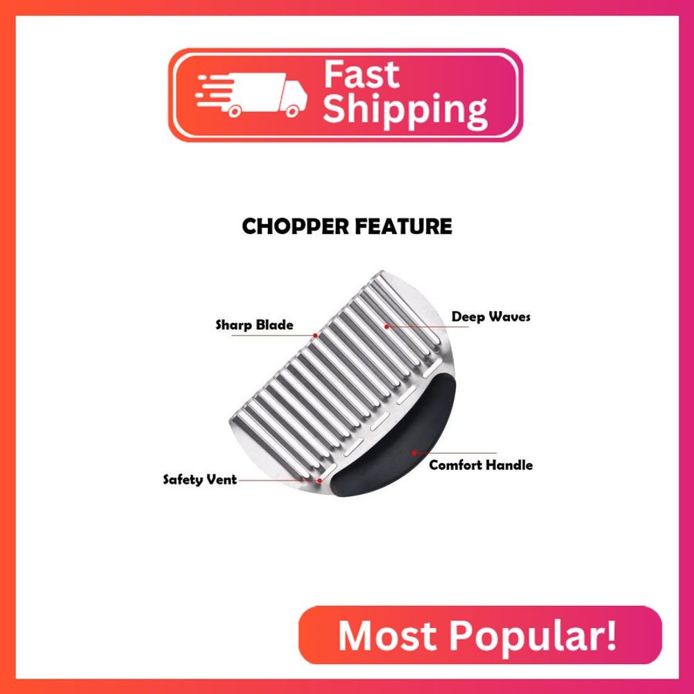 Heavy Duty Stainless Steel Large Crinkle Cutter Wavy Chopper French Fry Slicer f