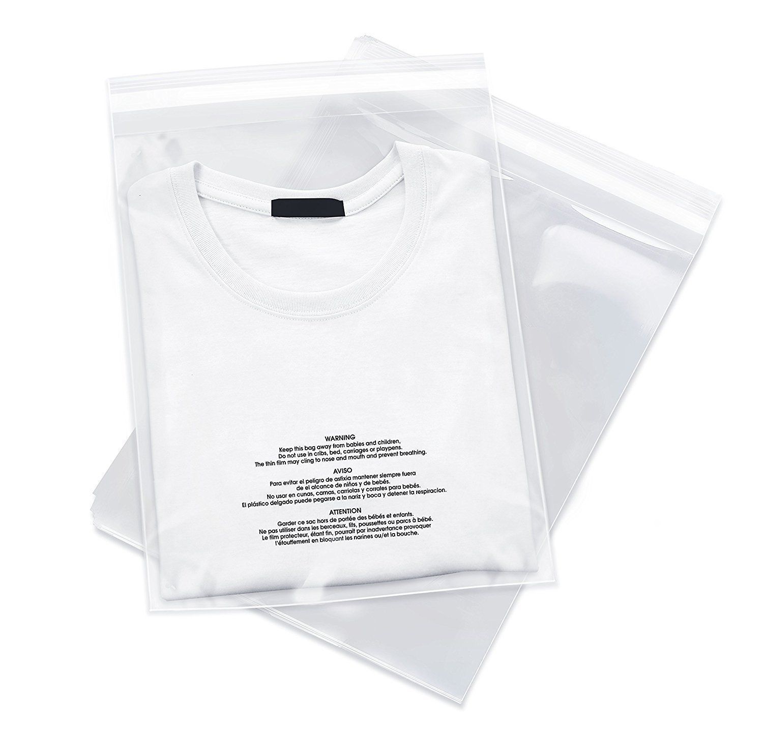 500 12x15 Poly Bags Resealable Suffocation Warning Clear Merchandise 1.5 mil