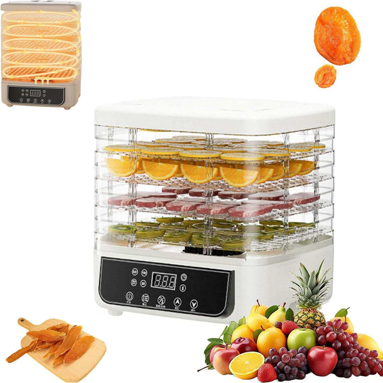 5 Trays Electric Food Dehydrator Commercial Fruit Jerky Beef Meat Dryer Machine