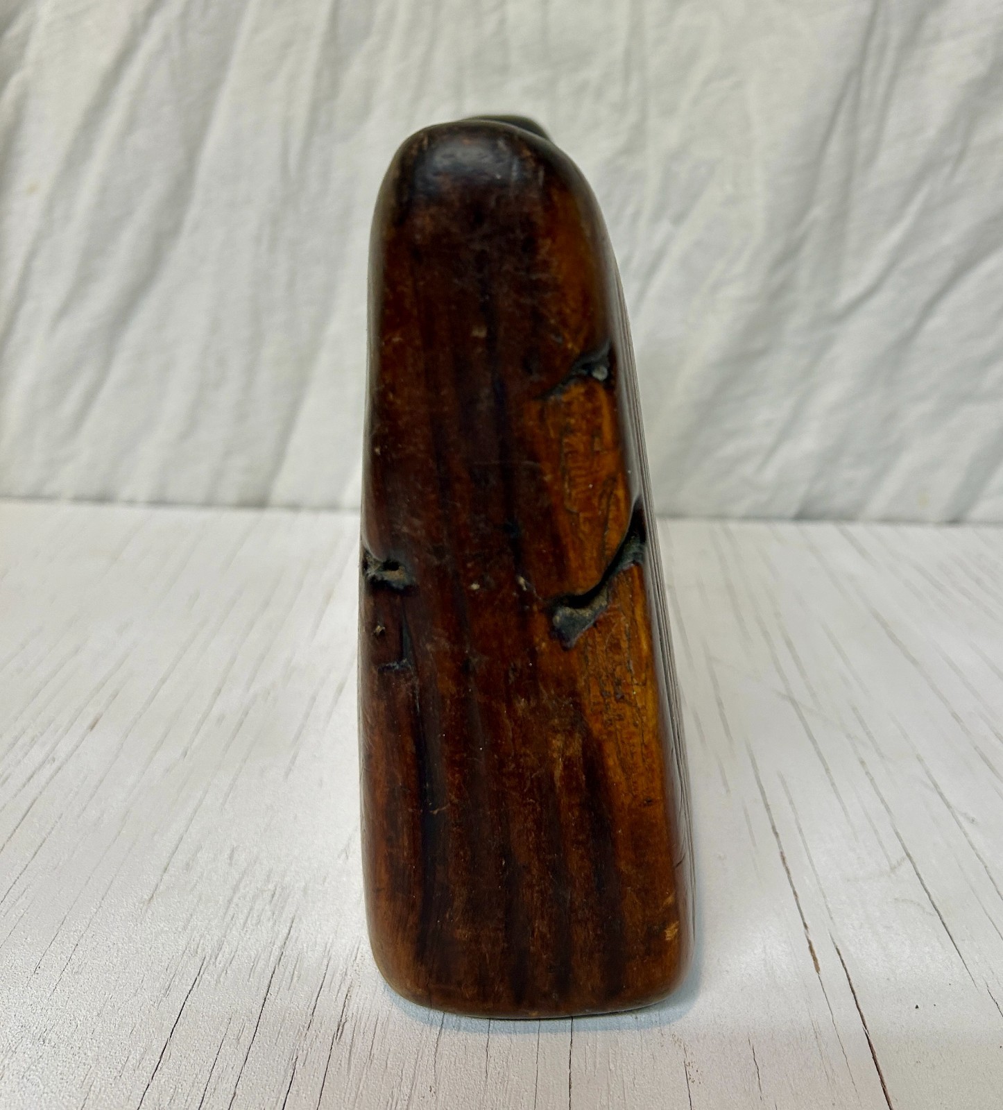 African Wooden Head Rest Pillow - Hand Carved - 7in X 8in X 2.5in - Good Patina