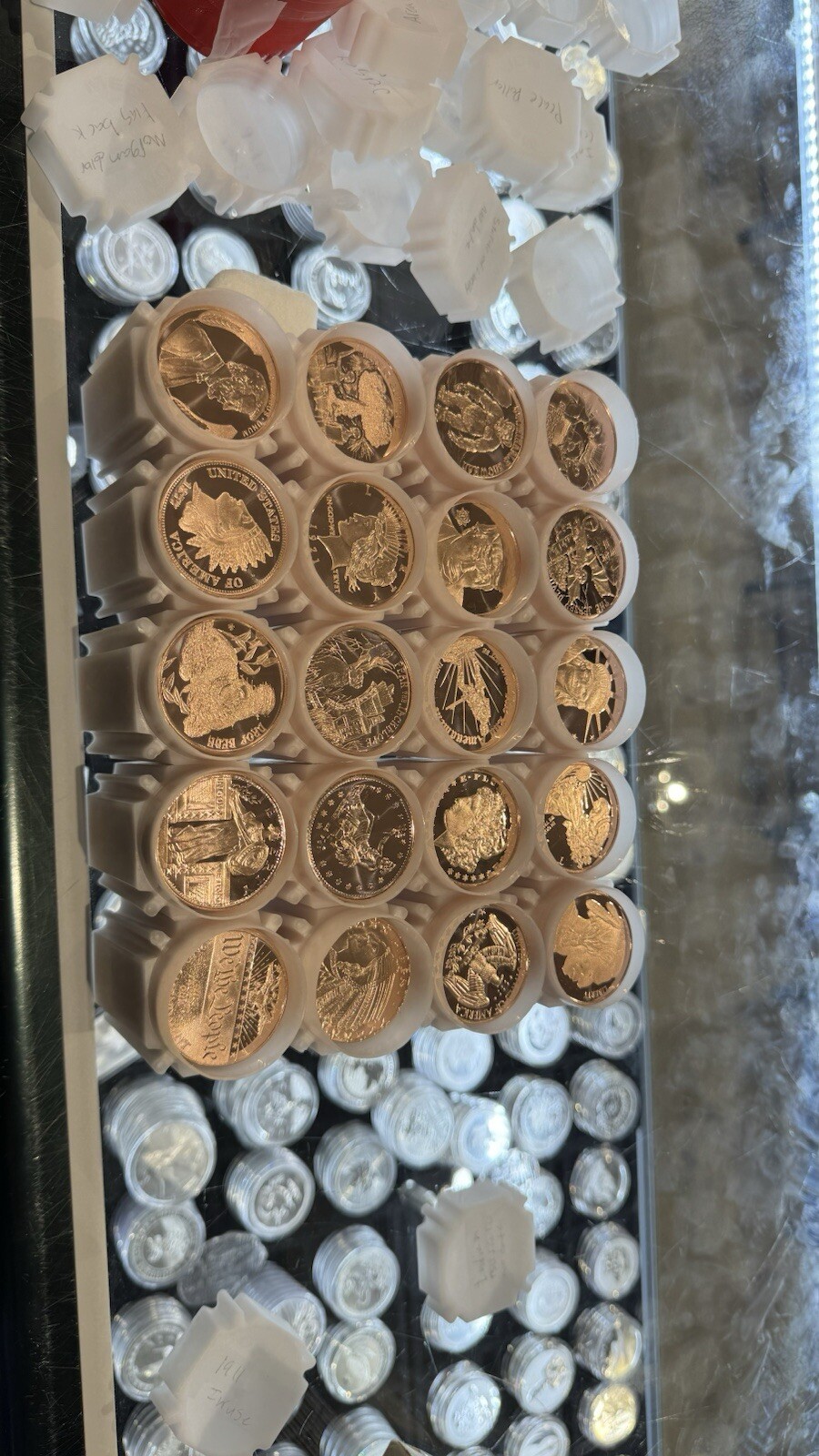 TUBE OF 20 X 1 OZ MIXED .999 FINE COPPER ROUNDS BULLION MIXED TUBES OF 20