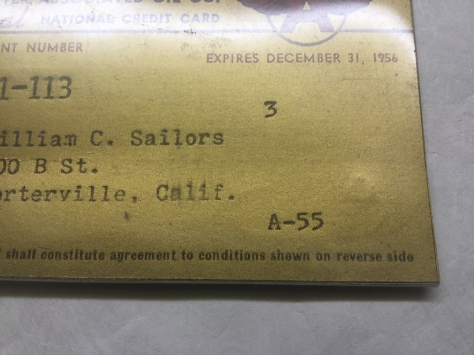 Vintage 1956 Tidewater Associated Oil Company Flying A Service Credit Card