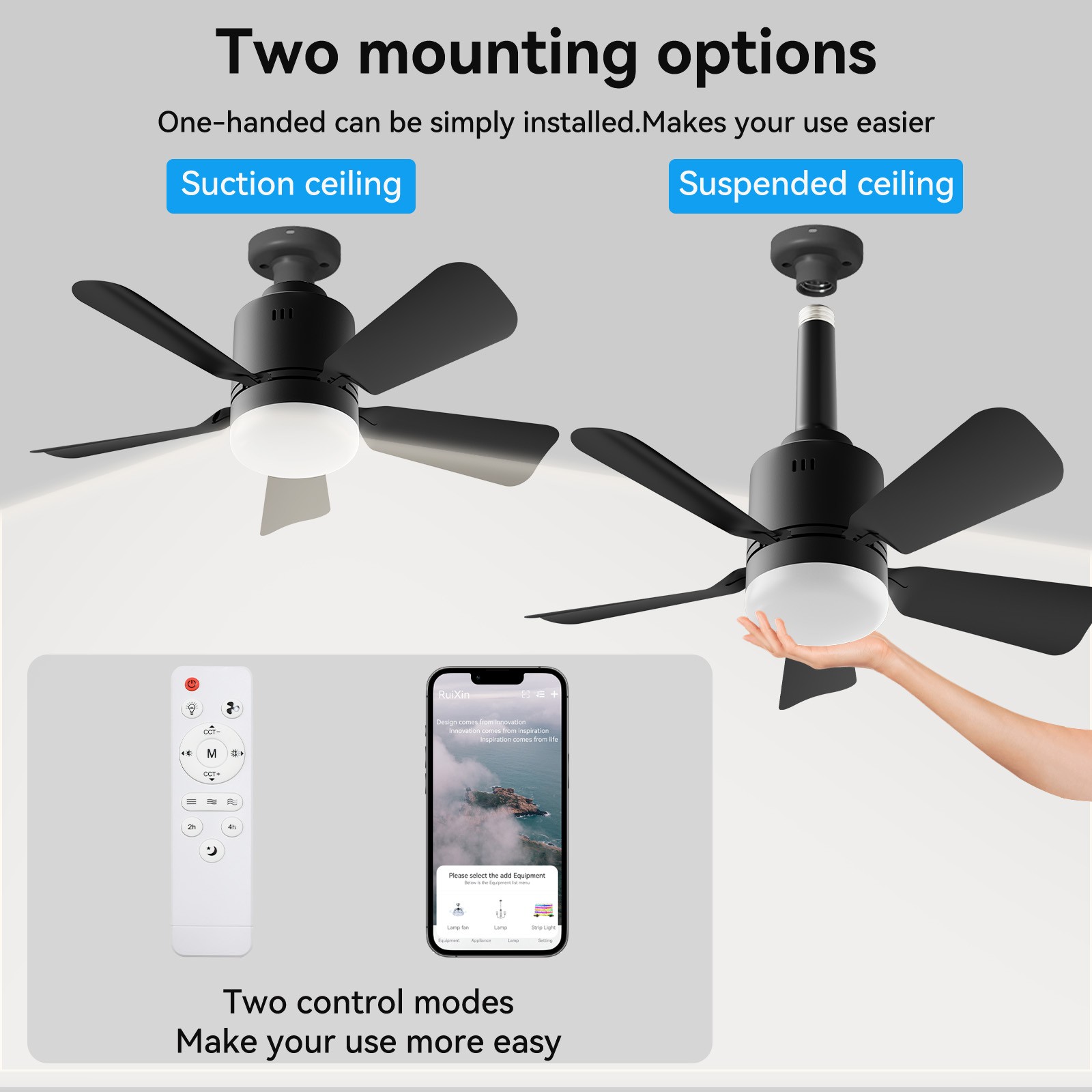 Socket Ceiling Fans with Lights and Remote- Socket Fan light with Dimmable Led