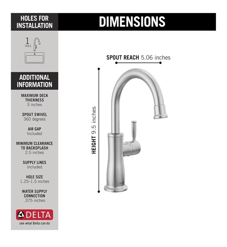 DELTA 1960-AR-DST Cold Water Traditional Beverage Faucet Arctic Stainless