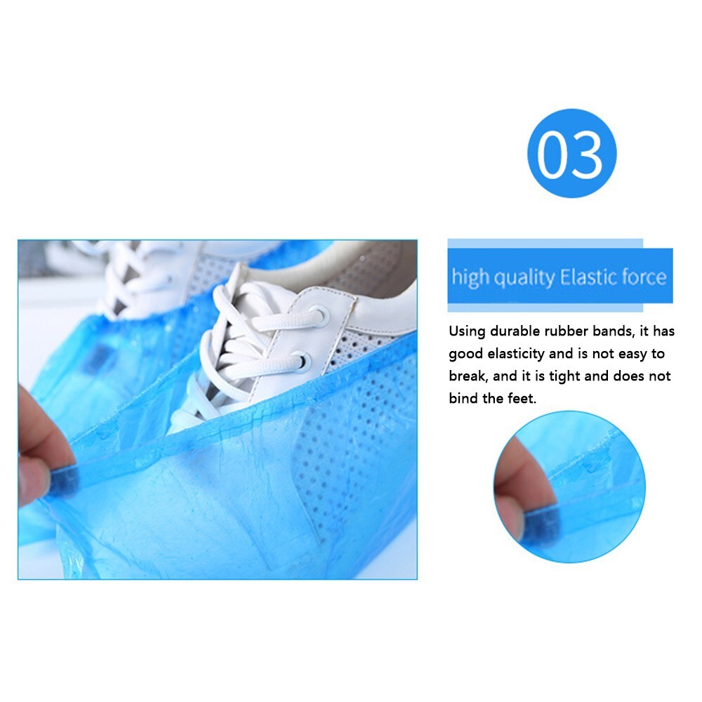 100 pieces of High Elastic Disposable Plastic Shoe Covers Hotel/Home Waterproof