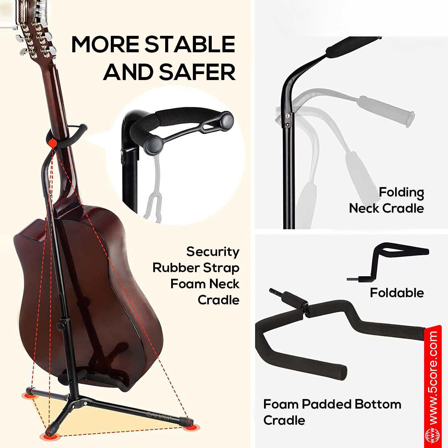 Guitar Stand Floor Adjustable Fold Tripod Acoustic Electric Cello Upright Stand