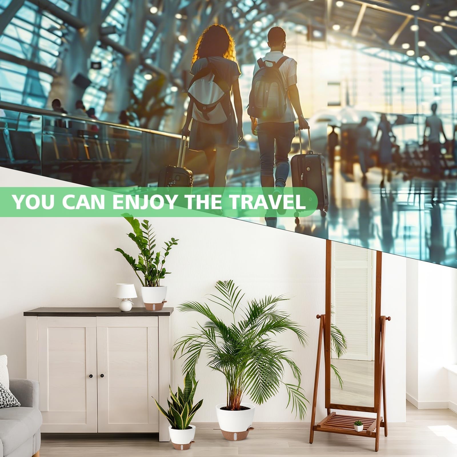 Self Watering Planter with Visual Water Level, 6Pack Small Plastic Pot Set wi...