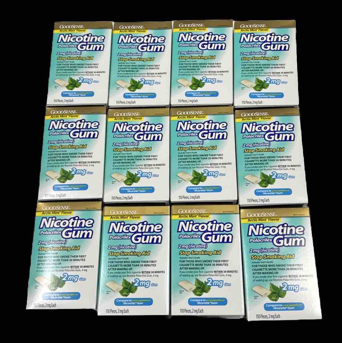 12x GoodSense Nicotine Gum•2mg•Arctic Mint 110ct/ea. 1320 Total *See date photos