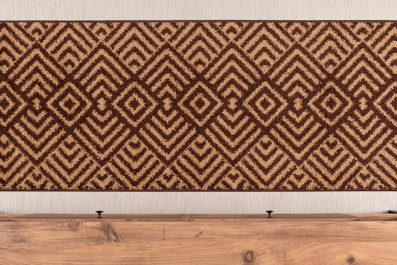 Custom Length Stair Hallway Runner Rug Non Slip Backing, Chevron Brown