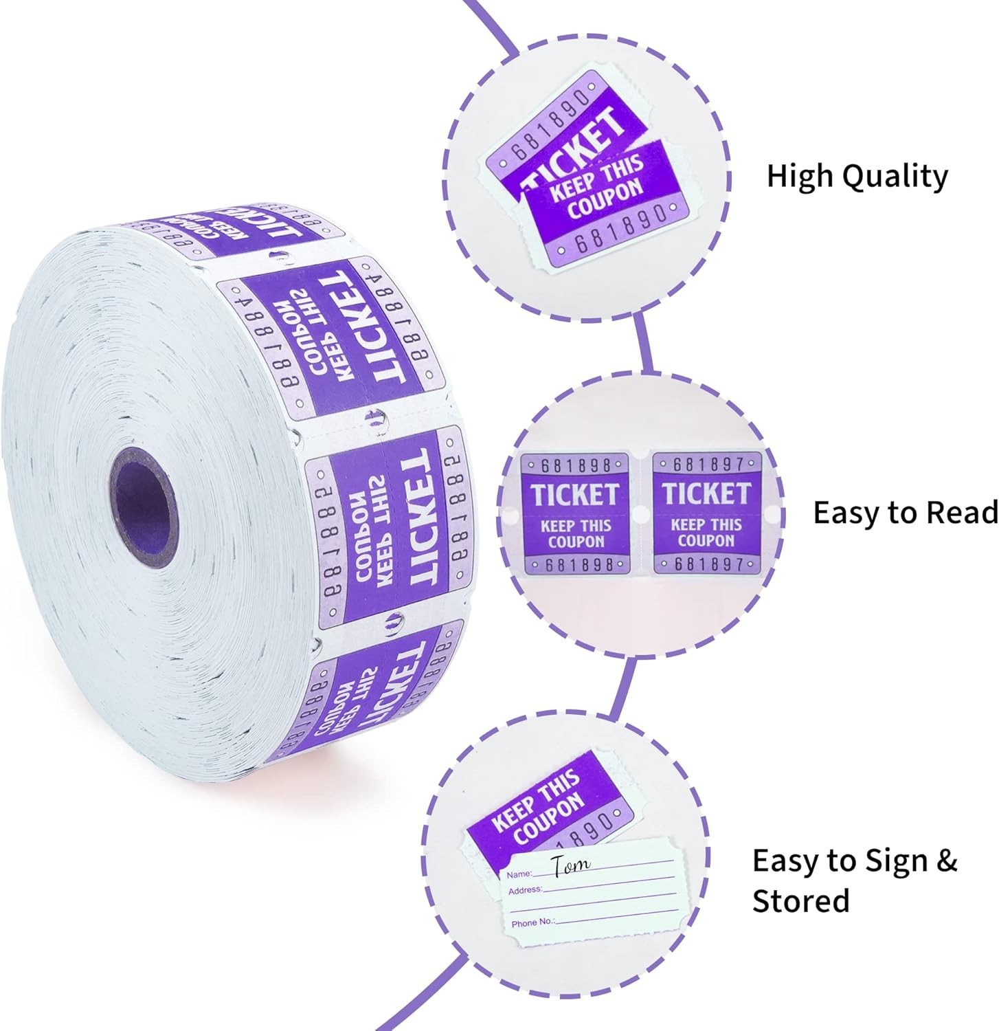 All-in-One Set of 16000 Colorful 50/50 Raffle Tickets for Events & Fundraisers