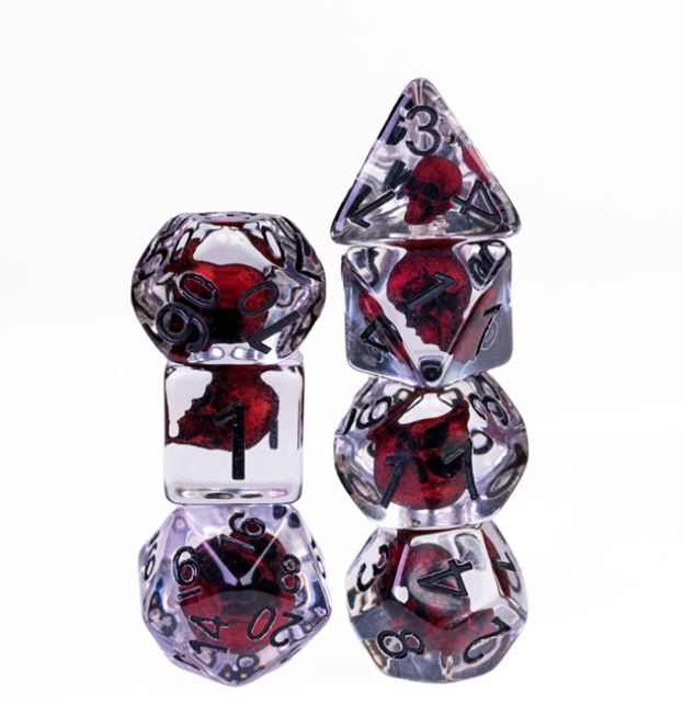 Bleeding Skull 7 Dice Set for DND and Pathfinder RPG Games