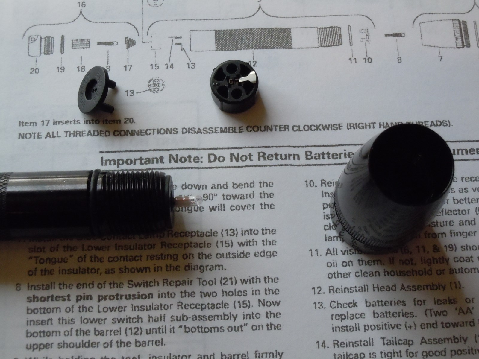 New Authentic "AA" Mini Maglite Repair Switch Assembly Part # 108-000-211