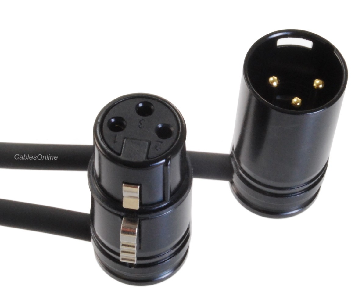 Low-Profile Right-Angle 3-Pin XLR Male to Female Adjustable-Angle Cable