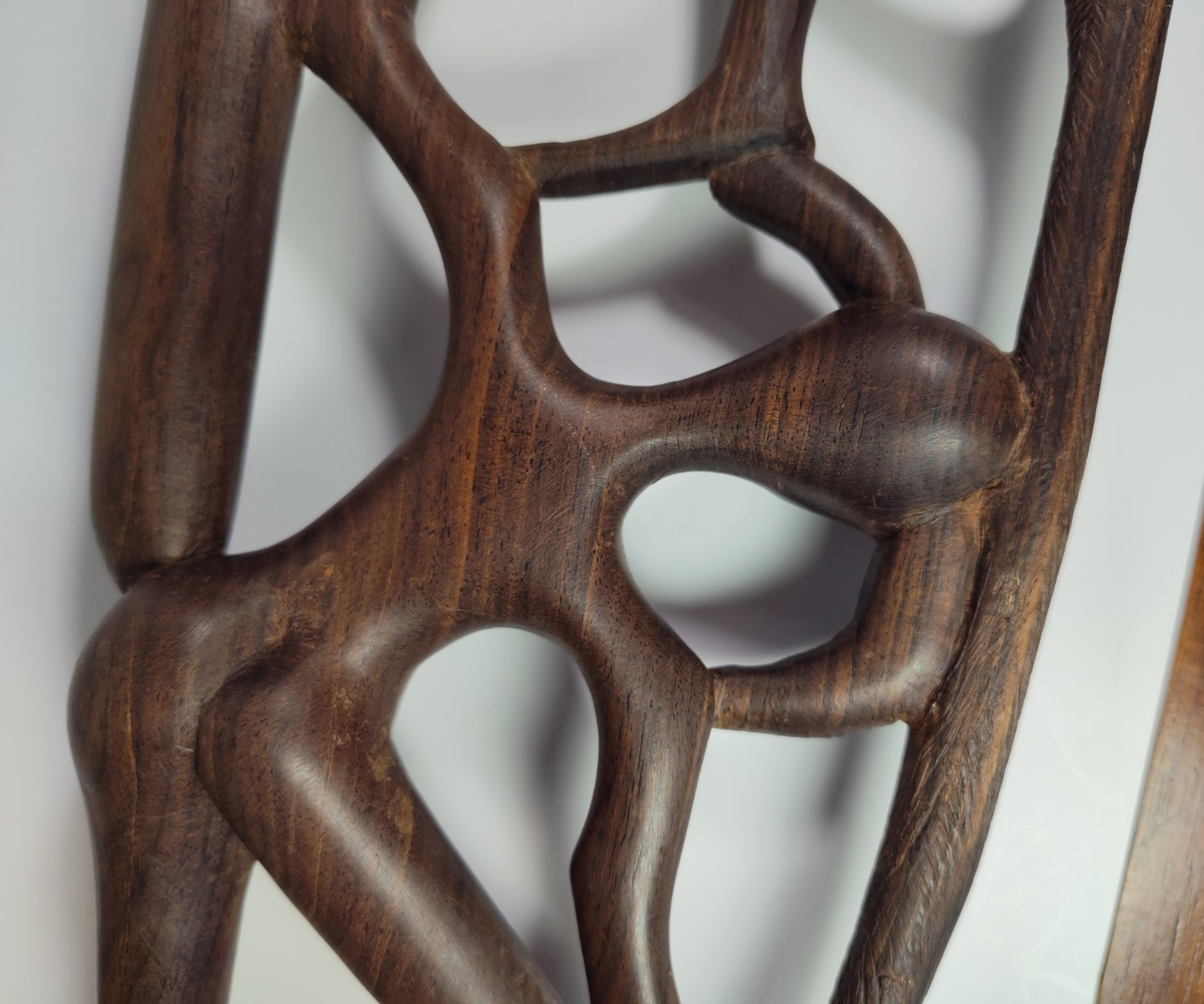 Hand Carved Ebony Wood Makonde "Tree of Life" Sculpture Intertwined Figures 17"