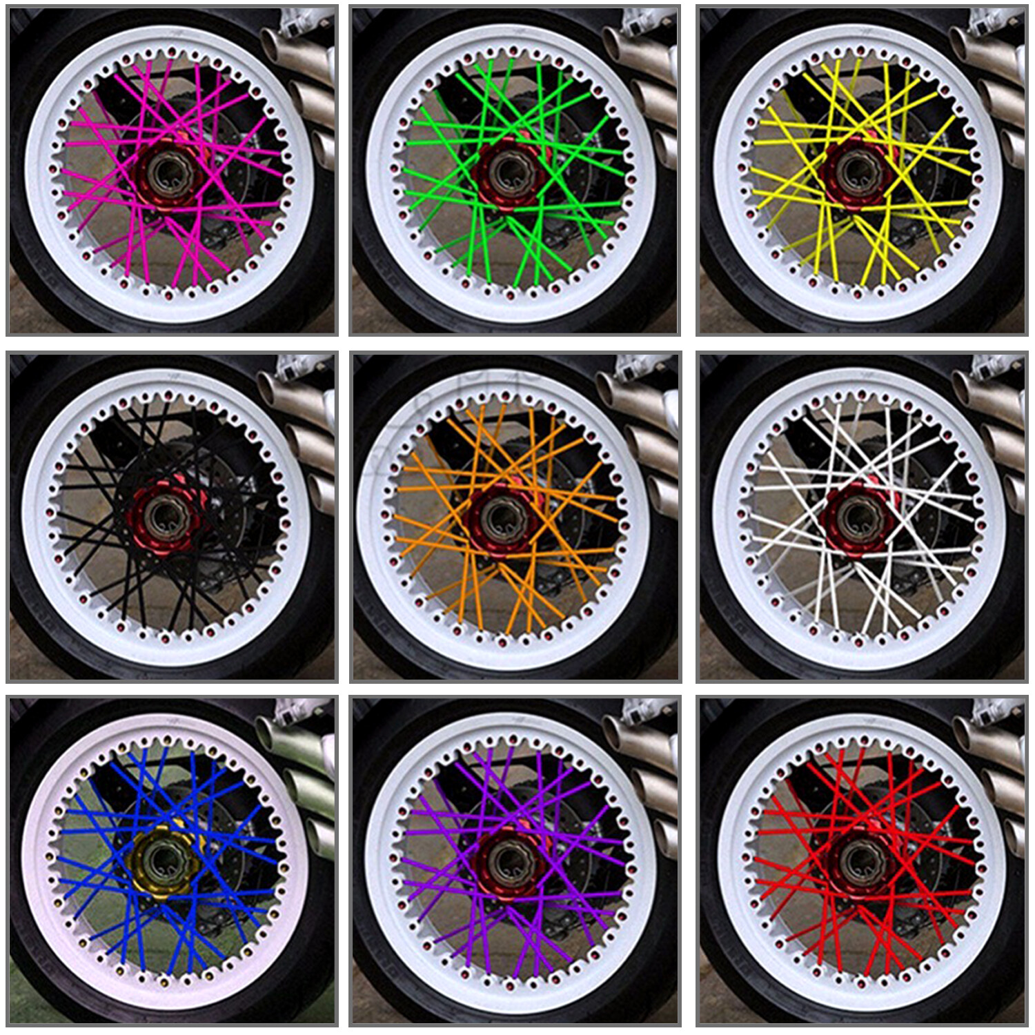 72PCS Motorcycle Dirt Bike Spoke Skins Covers Wraps Wheel Rim Guard Protector US