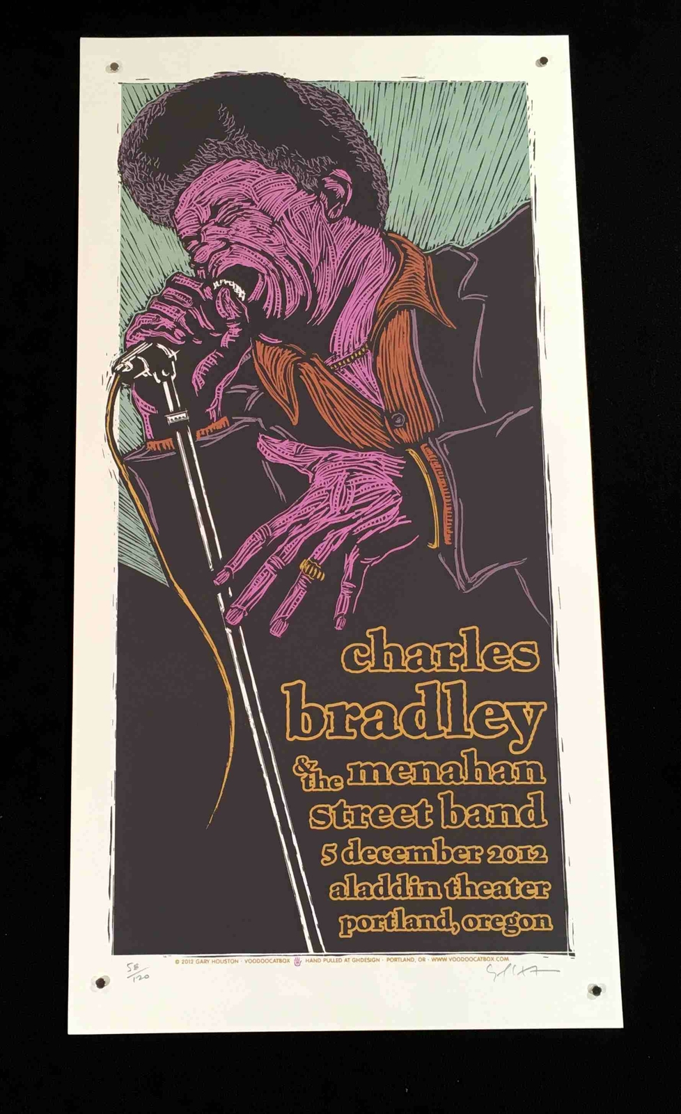 Charles Bradley Poster Portland 2012 S/N 120 Hand-Signed Silkscreen Gary Houston