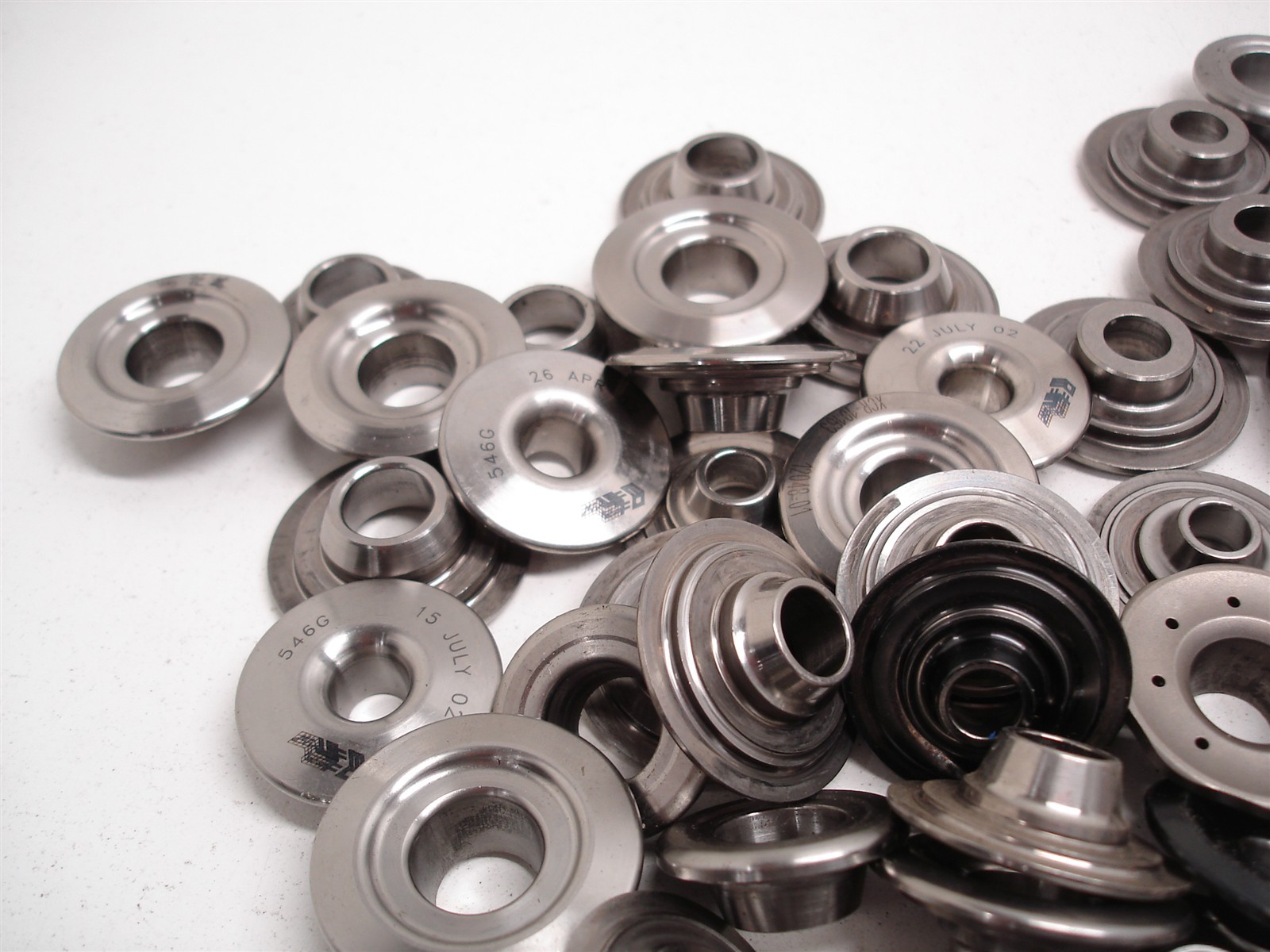 BULK 219 pcs NASCAR TITANIUM VALVE SPRING RETAINERS TOP LOCK / SUPER 7° DEL WEST