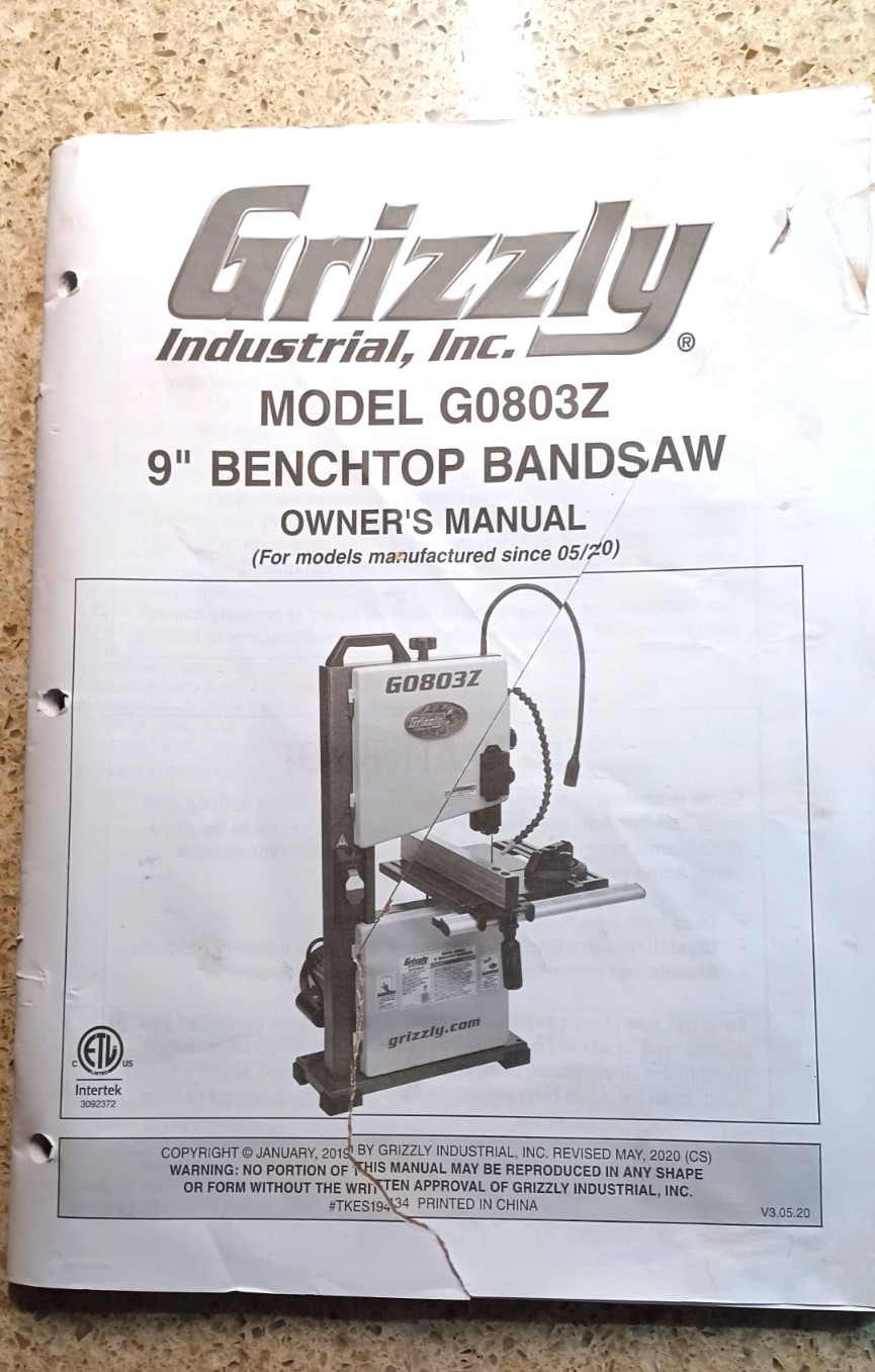 Grizzly 9" Benchtop Band Saw G0803Z/Used