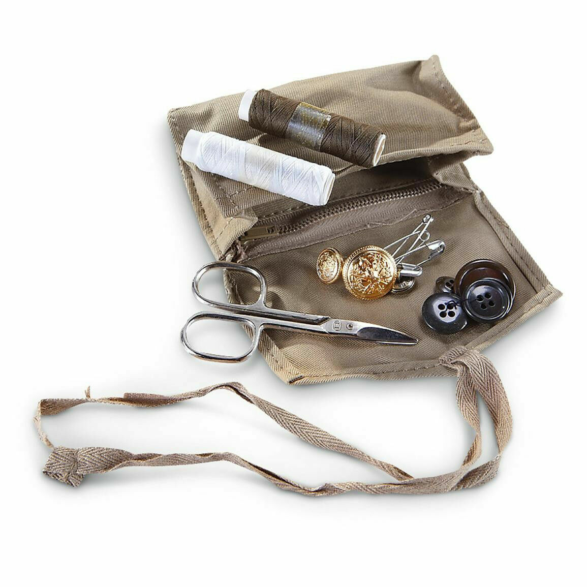 Italian Military Field Sewing Kit Thread Scissors Needles Spare Buttons Repair
