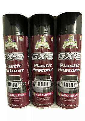 3 Cristal GX-3 Plastic Restorer Spray Cans 14oz Conditioner & UV Protectant Wet