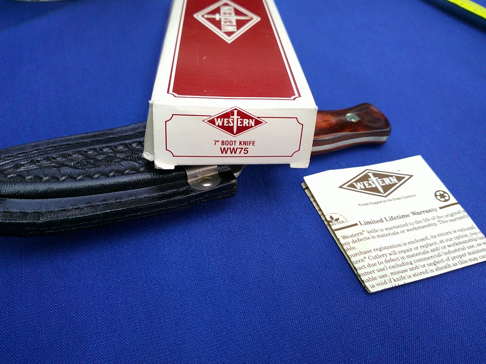 Vintage Western USA W75 Double Edge Boot Knife Dagger Fixed Blade W/Sheath NIB