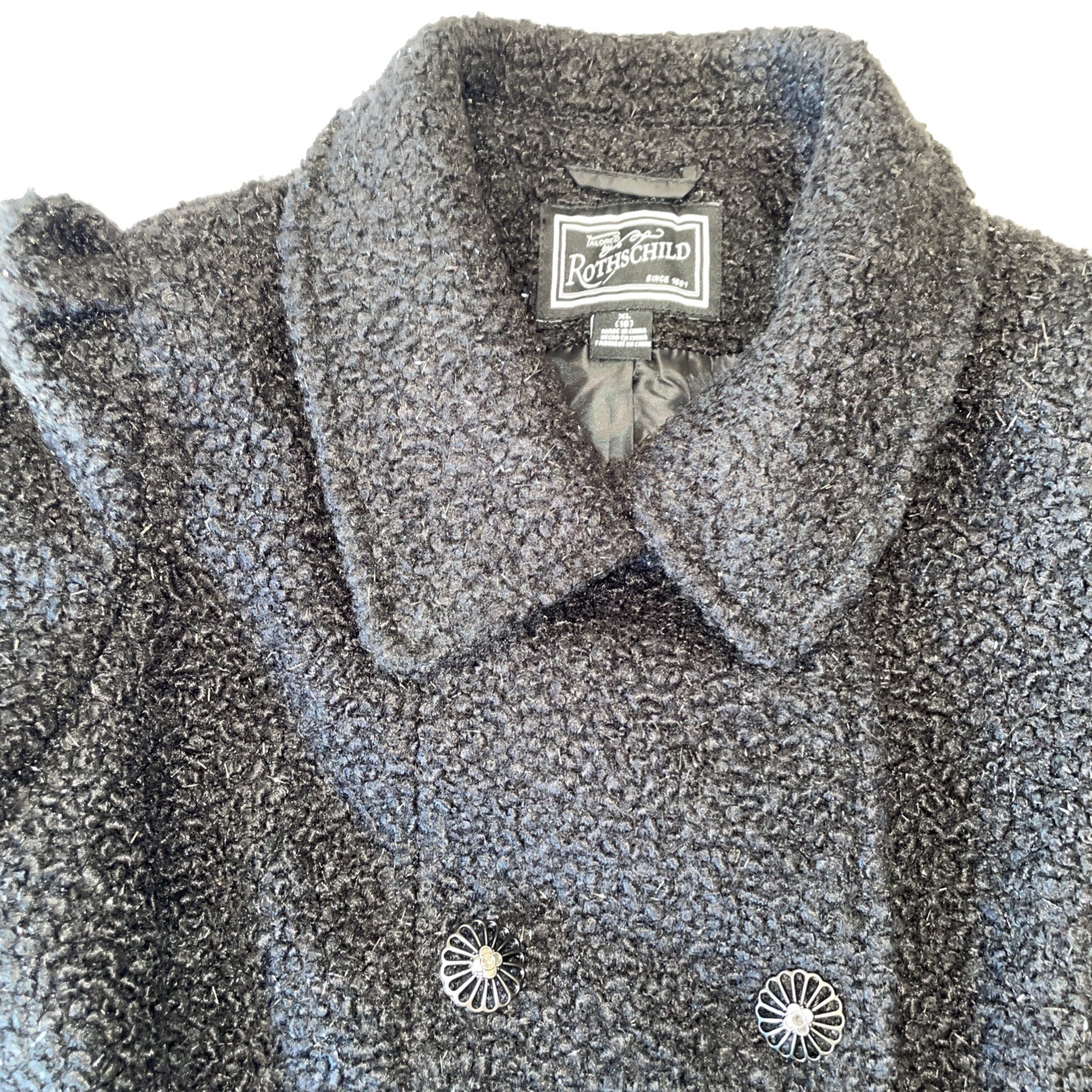 Rothschild Girl’s Princess Dressy Sparkle Black Coat Sz XL (16) Vintage Inspired