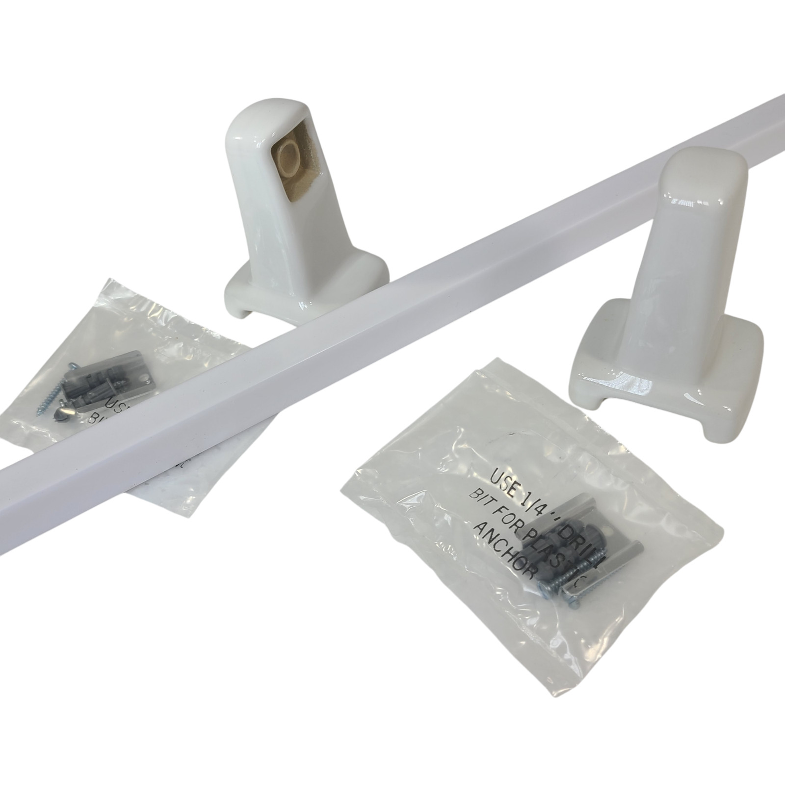 Vintage White Ceramic Towel Bar Rod Rack Post Holders Bracket Screw in Drywall