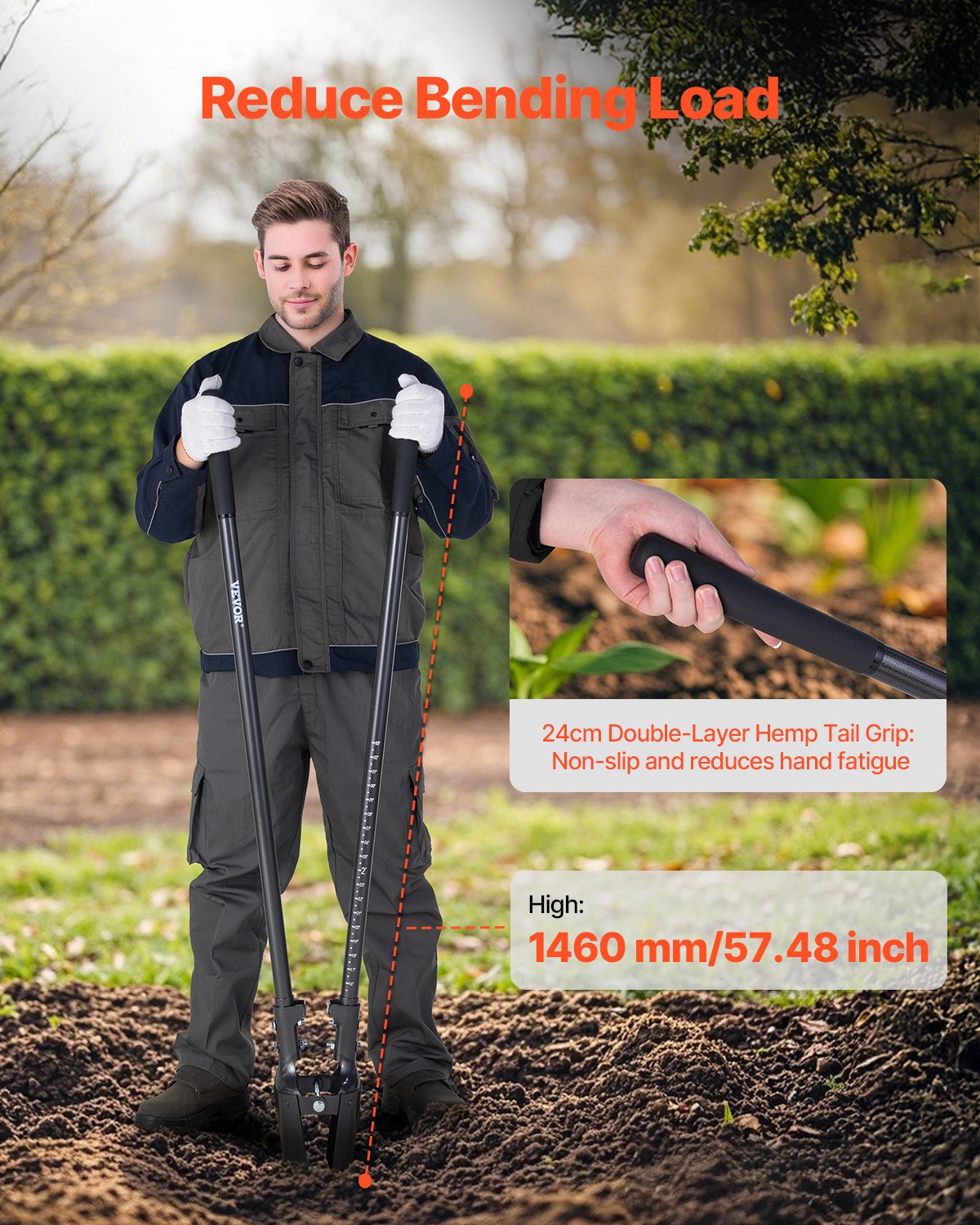 57.5-Inch Manual Post Hole Digger with Carbon Steel Handle