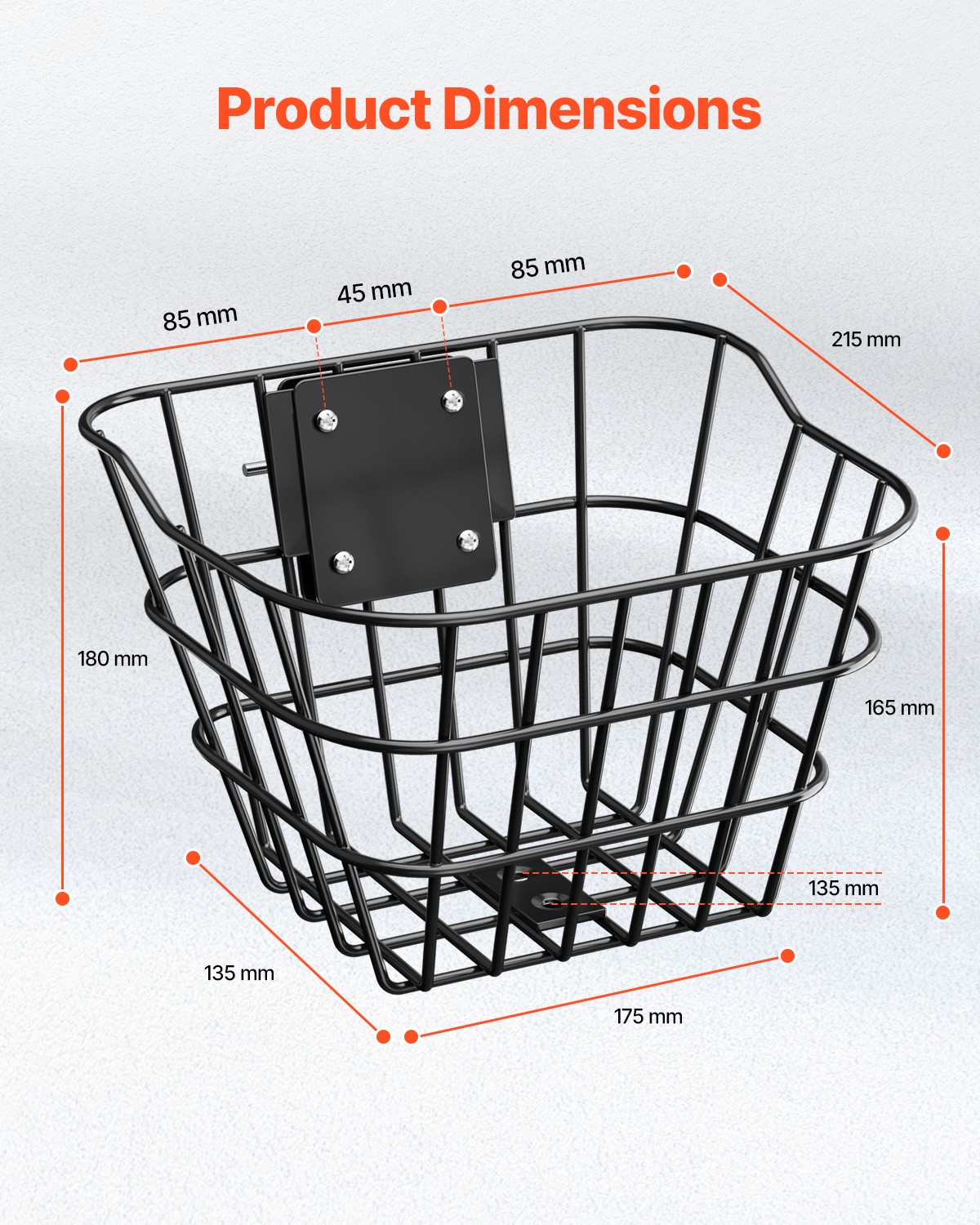 VEVOR Front Bike Basket Electric Scooter Basket with Fixed Bracket Kids/Adult