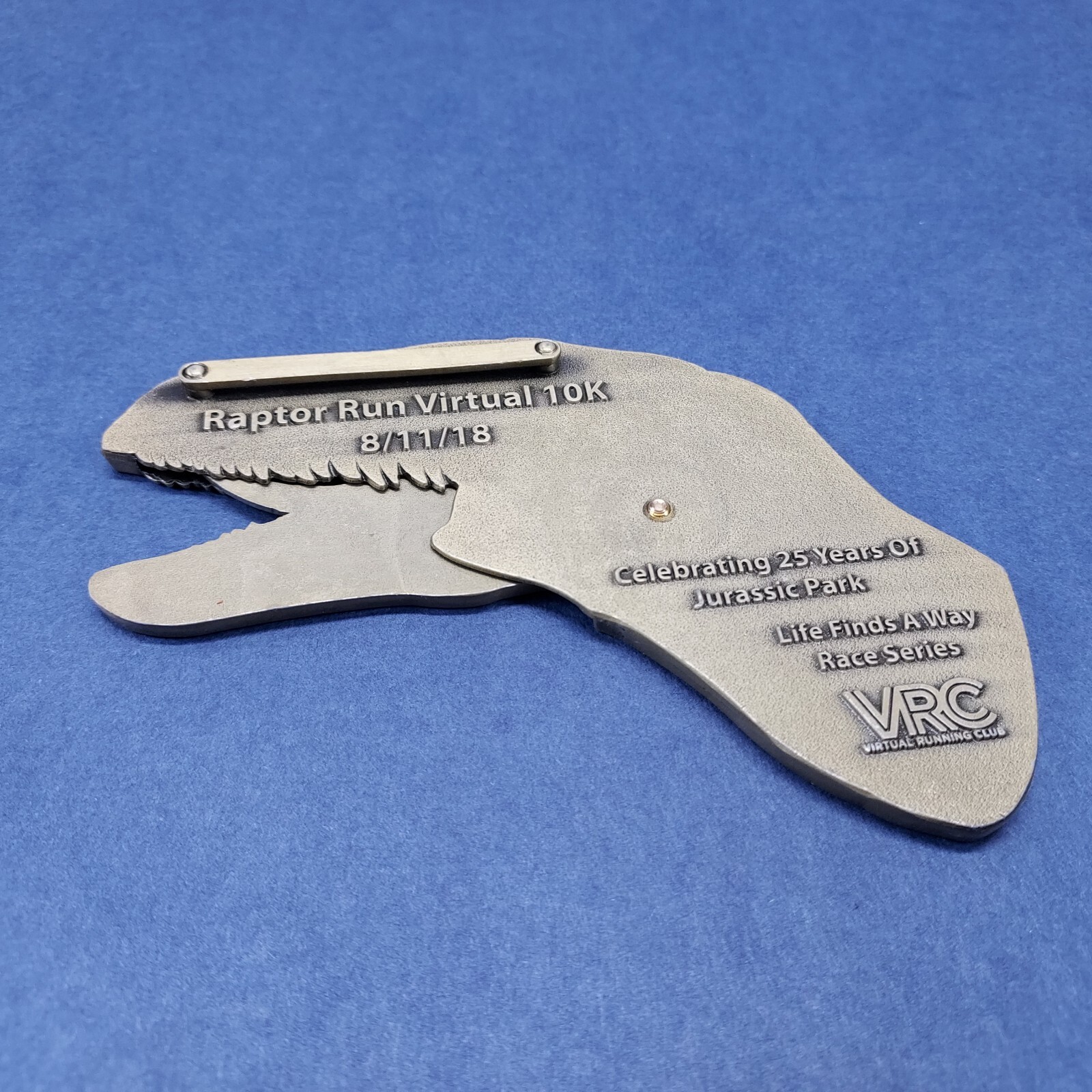 Raptor Run 10k Medal Award Virtual Running Club Celebrating Jurassic Park 2018