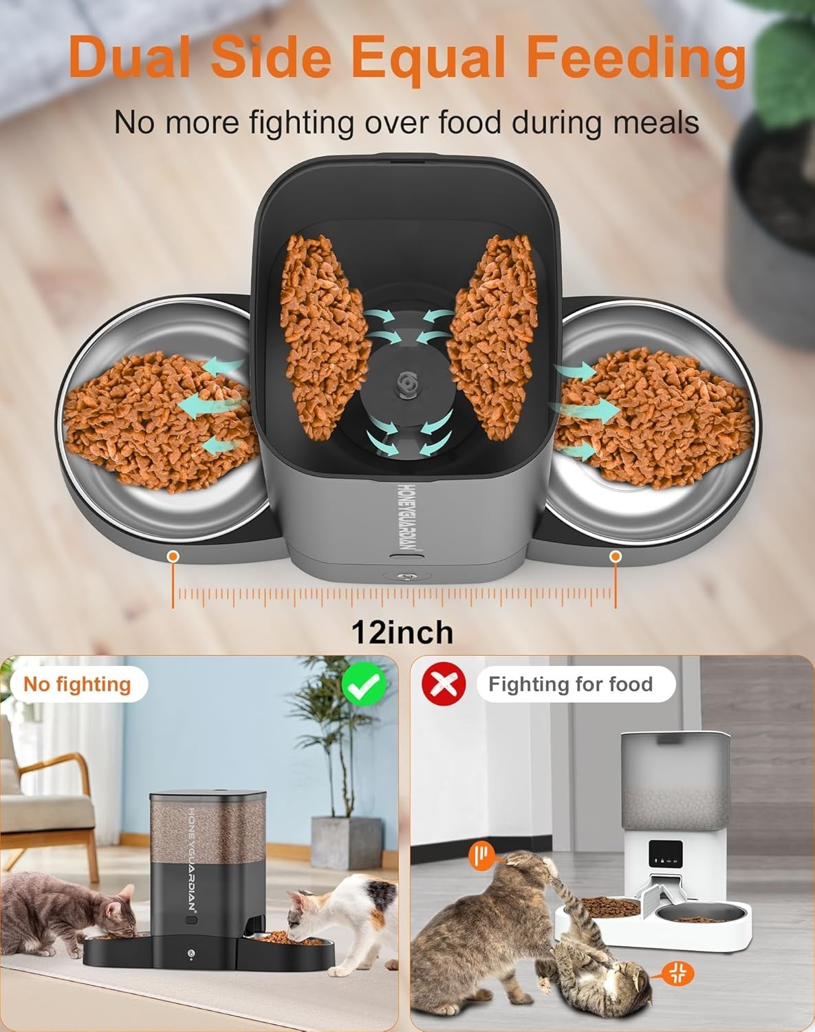 Large 5L Smart Automatic pet Feeder ,5G WiFi Control & Stainless Steel Bowl