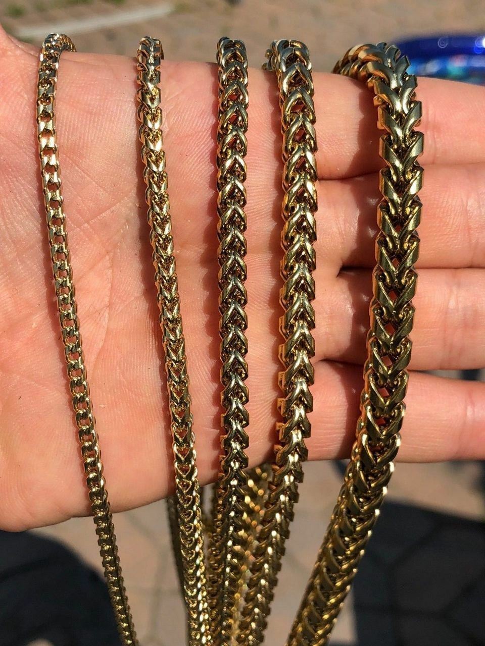 Men's Franco Chain 14k Gold Plated Stainless Steel BEST QUALITY! 3-8mm HEAVY!