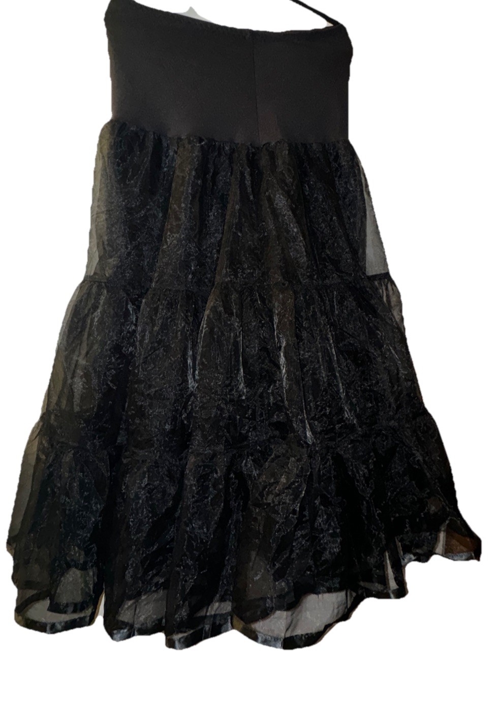 Petticoat Underslip Tiered Sheer Satin Trim Black Whimsy Goth Witchy Women’s XL