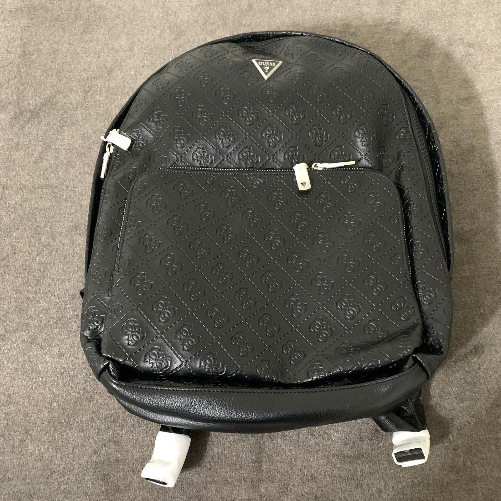 Guess Men's Milano Compact Backpack Solid Black Blaster Wash Embossed Logo