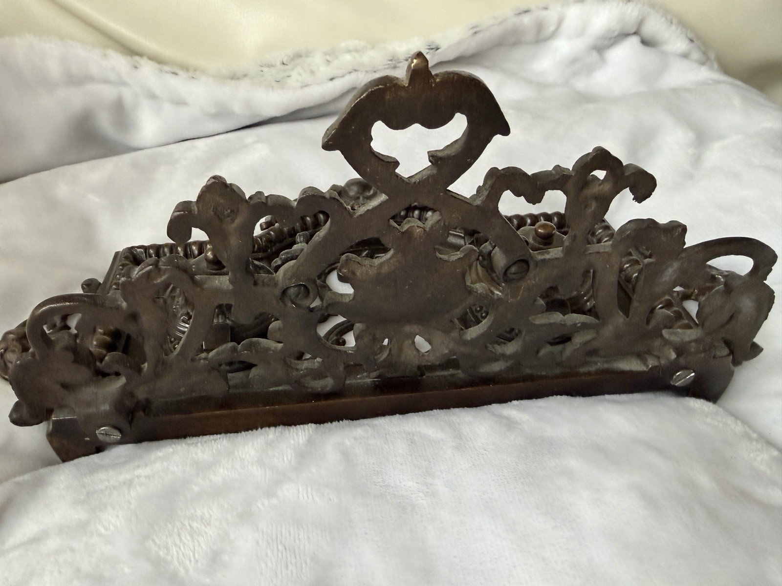 Large Ornate Antique Bronze / Brass Double Inkwell Victorian style