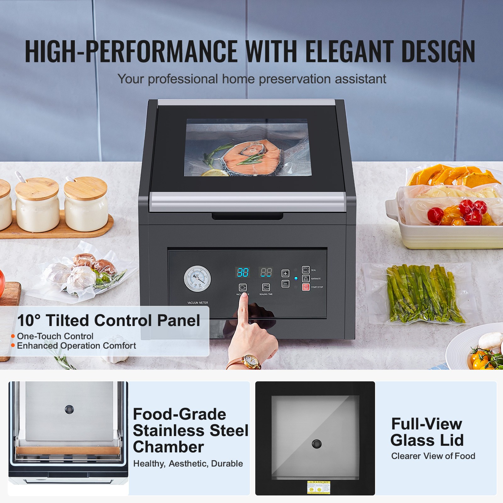 Uimoso Commercial Chamber Vacuum Sealer Machine for Food Packaging, 380W