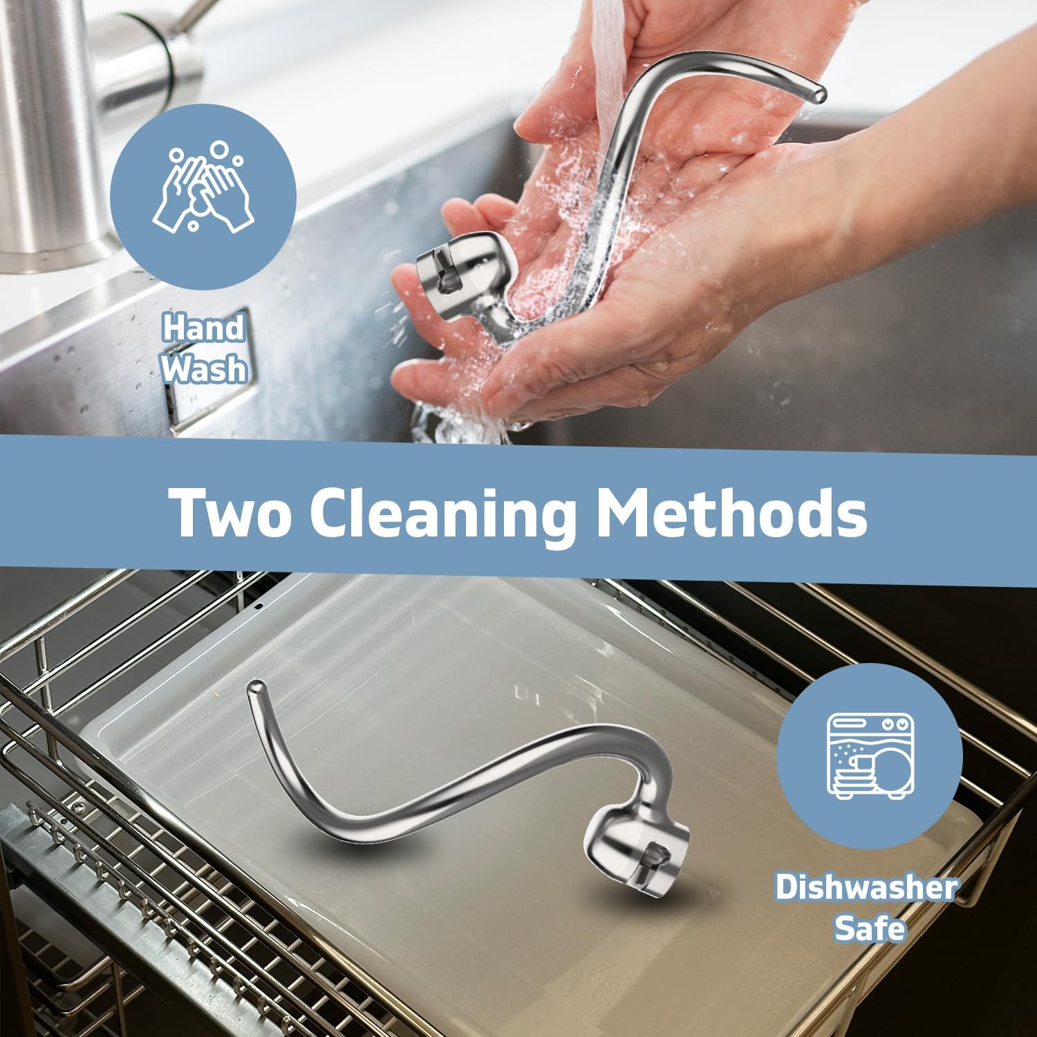 Stainless Steel Dough Hook for KitchenAid 5QT-6QT Bowl-Lift Stand Mixers, Fit...