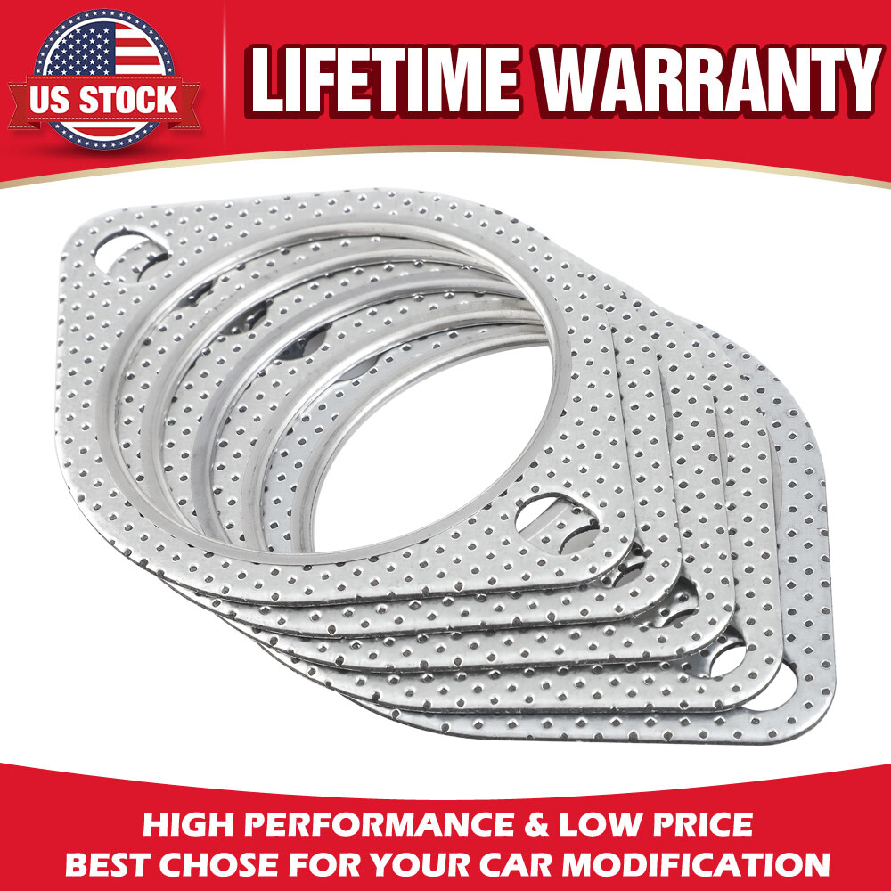 Set of 5 Exhaust Gasket 3in 2 Bolt, High Temp Exhaust Flange Gasket - Heavy Duty