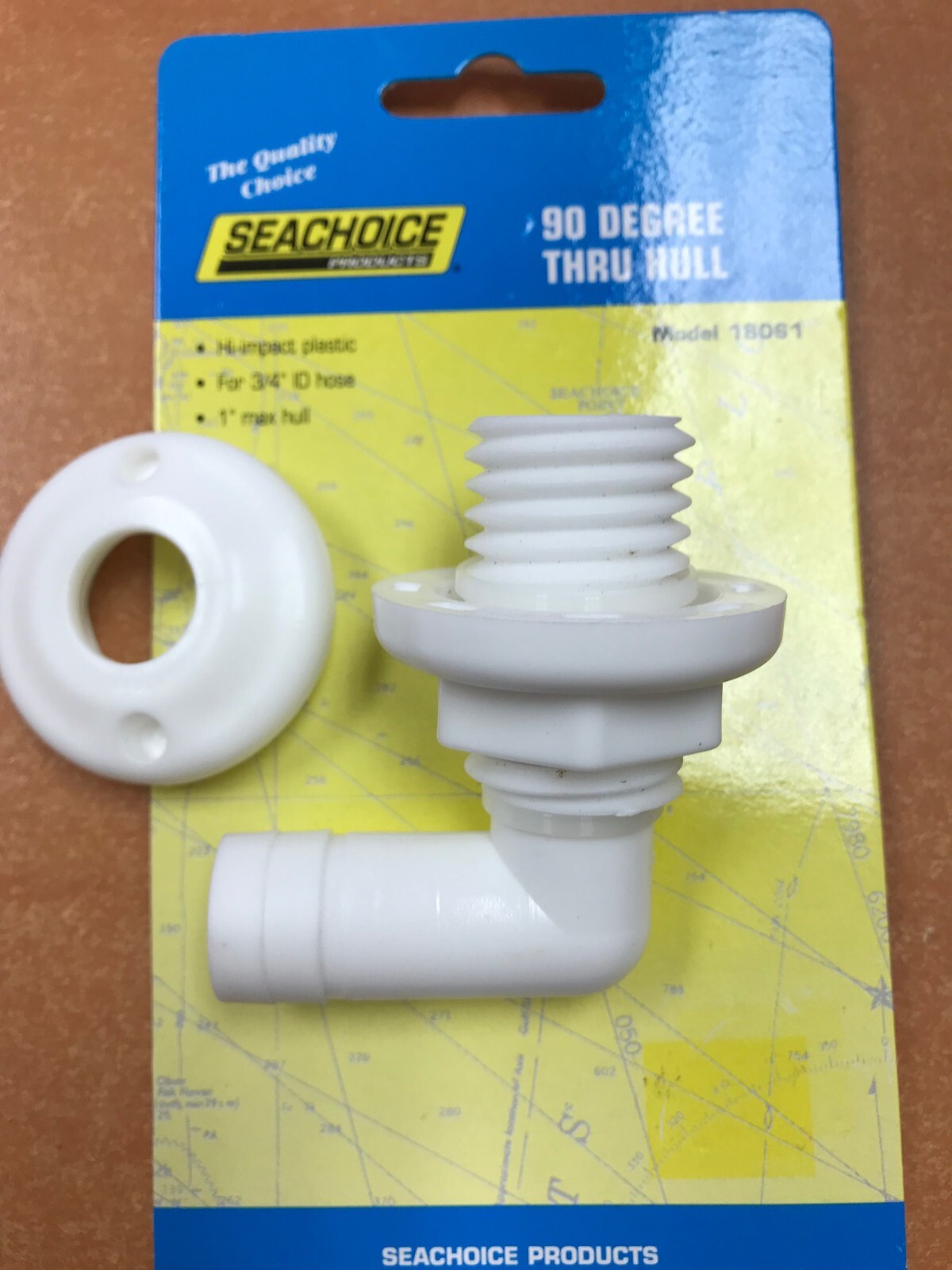 THRU HULL FITTING SEACHOICE 18061 90 DEGREE HOSE 3/4" BILGE DRAIN LIVEWELL BOAT