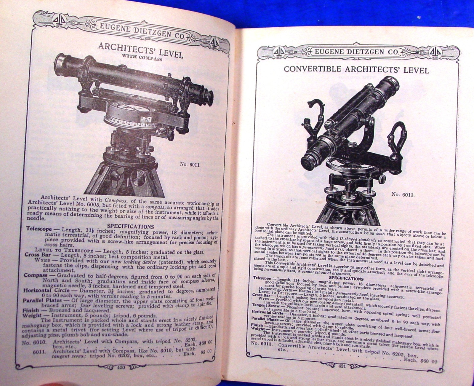 1910 Dietzgen Surveying & Drafting Insts. Catalog