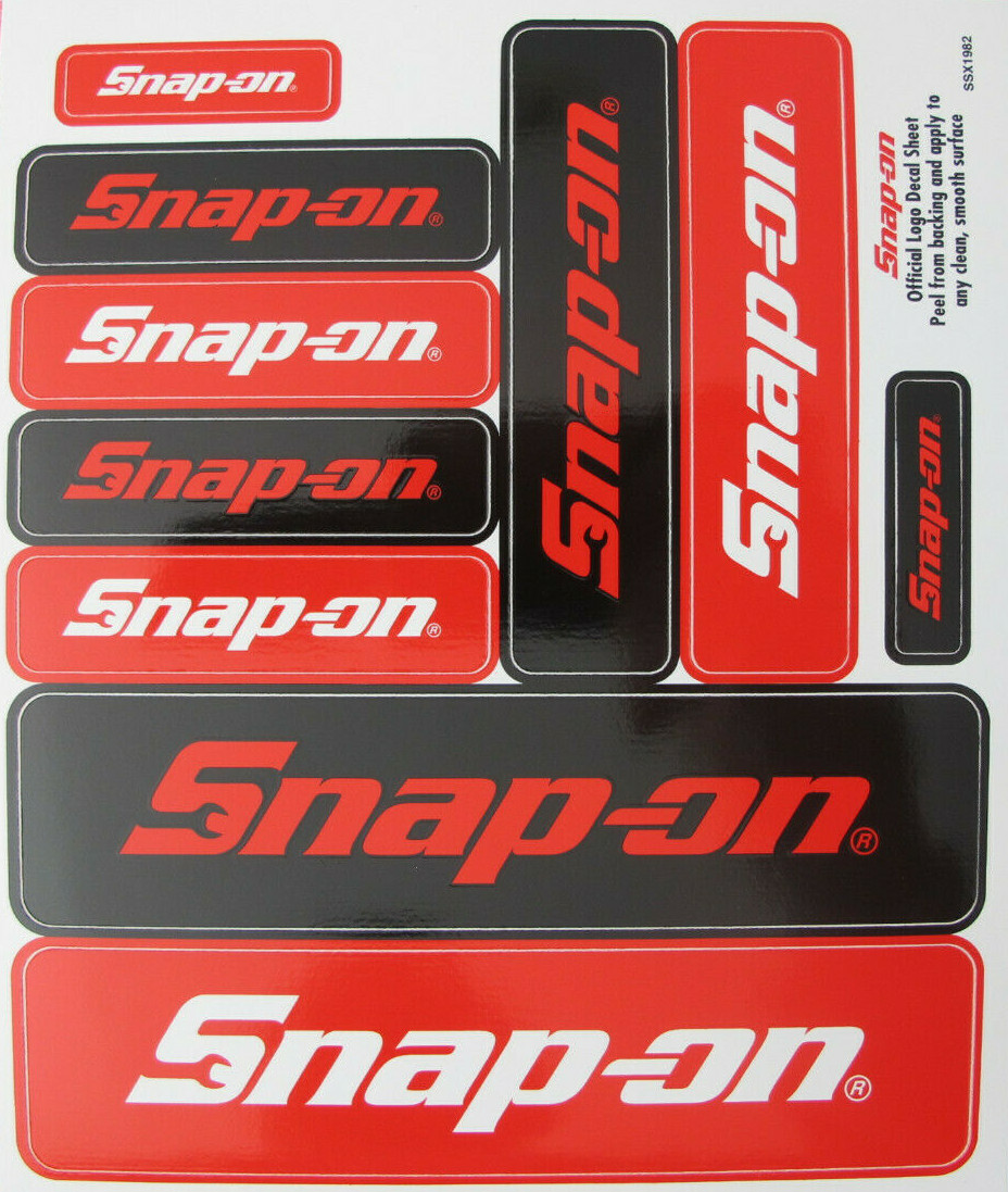Genuine Snap-on Tools Logo Decal Sticker Sheet with 10 Various Size Stickers