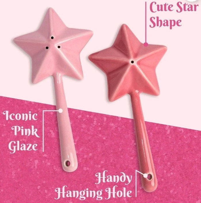 PARIS HILTON ~ STAR WAND ~ Ceramic ~ PINK SHADES ~ 5.75" Salt & Pepper Shakers